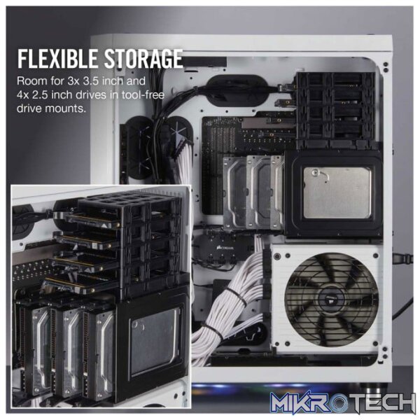 Corsair Crystal Series 680X White RGB E-ATX Chassis with Tempered Glass Side Panel - Image 6